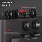 Adjustable Anti-Slip 3-In-1 Nylon Dumbbell Weight Set, 7-52.5Lbs, (Black & Red)