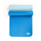 Two Tone Fitness Mat, 10Mm, 72Inx24In, Blue Color, NBR Foam, with Carry Strap