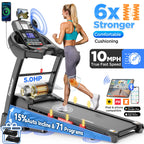 5.0HP Folding Treadmill for Home with 15 Auto Incline, Smart APP, 300Lbs, Hifi Bluetooth Speakers, 64 Programs, 10MPH Speed, Foldable Electric Treadmill Running Machine, Knee Strap Gift