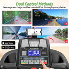 5.0HP Folding Treadmill for Home with 15 Auto Incline, Smart APP, 300Lbs, Hifi Bluetooth Speakers, 64 Programs, 10MPH Speed, Foldable Electric Treadmill Running Machine, Knee Strap Gift